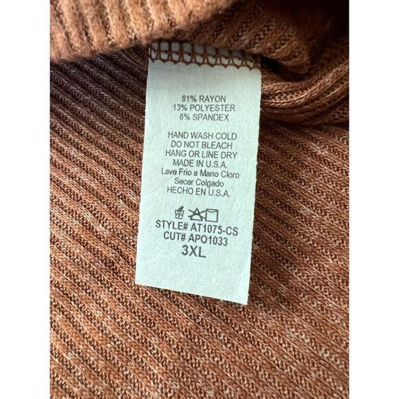 New! Chic Soul Scenic Drives Ribbed Lightweight Sweater in Brick 3XL - Picture 4 of 6